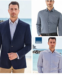 Smart casual, 100% Cotton shirt available White/Navy Check and Navy/White Check.Mens Sizes SM-5XL. Excellent Austrlian logo embroidery service for Company or Club wear.