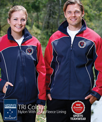 Inspect a Sample of Cascade Jacket With Fleece Lining #JK22 With Corporate Logo Service, available in 3 Colour combinations Navy/Red/White, Black/Grey/White, Navy/White/Silver. Features a hard wearing Nylon Shell with micro fleece lining. Sizes XS-3XL. Adjustable cuffs, wind and showerproof. Comfortable to wear and great appearance. For all the details the best idea is to call Renee or Shelley Morris on FreeCall 1800 654 990.